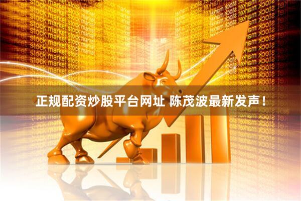 正规配资炒股平台网址 陈茂波最新发声！